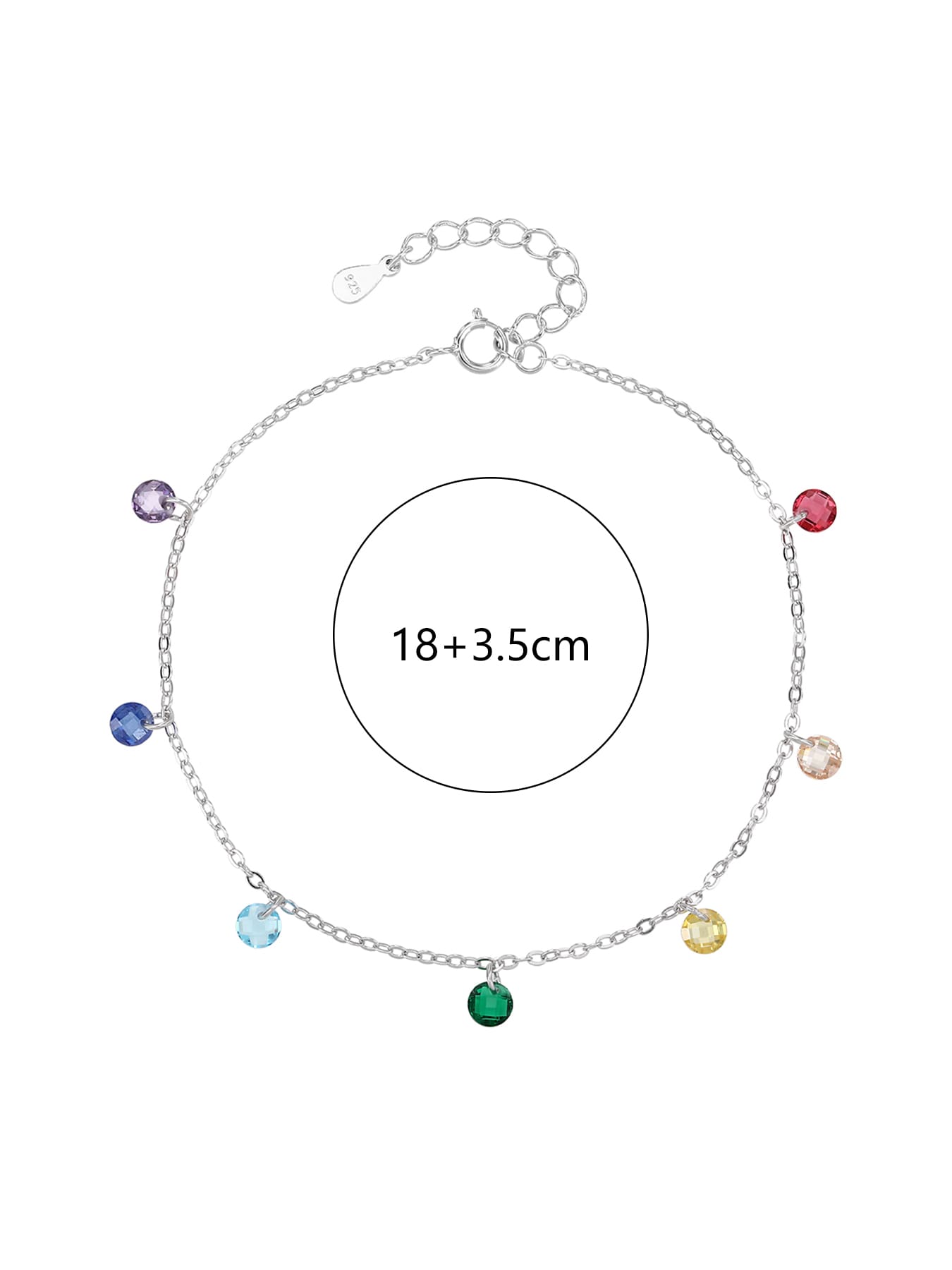 rainbow cubic zirconia stone bracelet in hallmarked, rhodium-plated 925 sterling silver – lifestyle view – DRESCHER Jewellery®