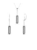 Silver rectangular black stone jewel set