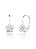 Silver flower earrings with white zirconia