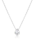 Silver water drop white cubic zirconia necklace
