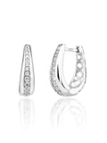 White cubic zirconia stone elegant hoop earrings