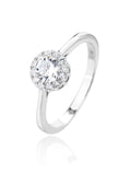 White cubic zirconia stones silver ring with rhodium plated multi-stone solitaire style