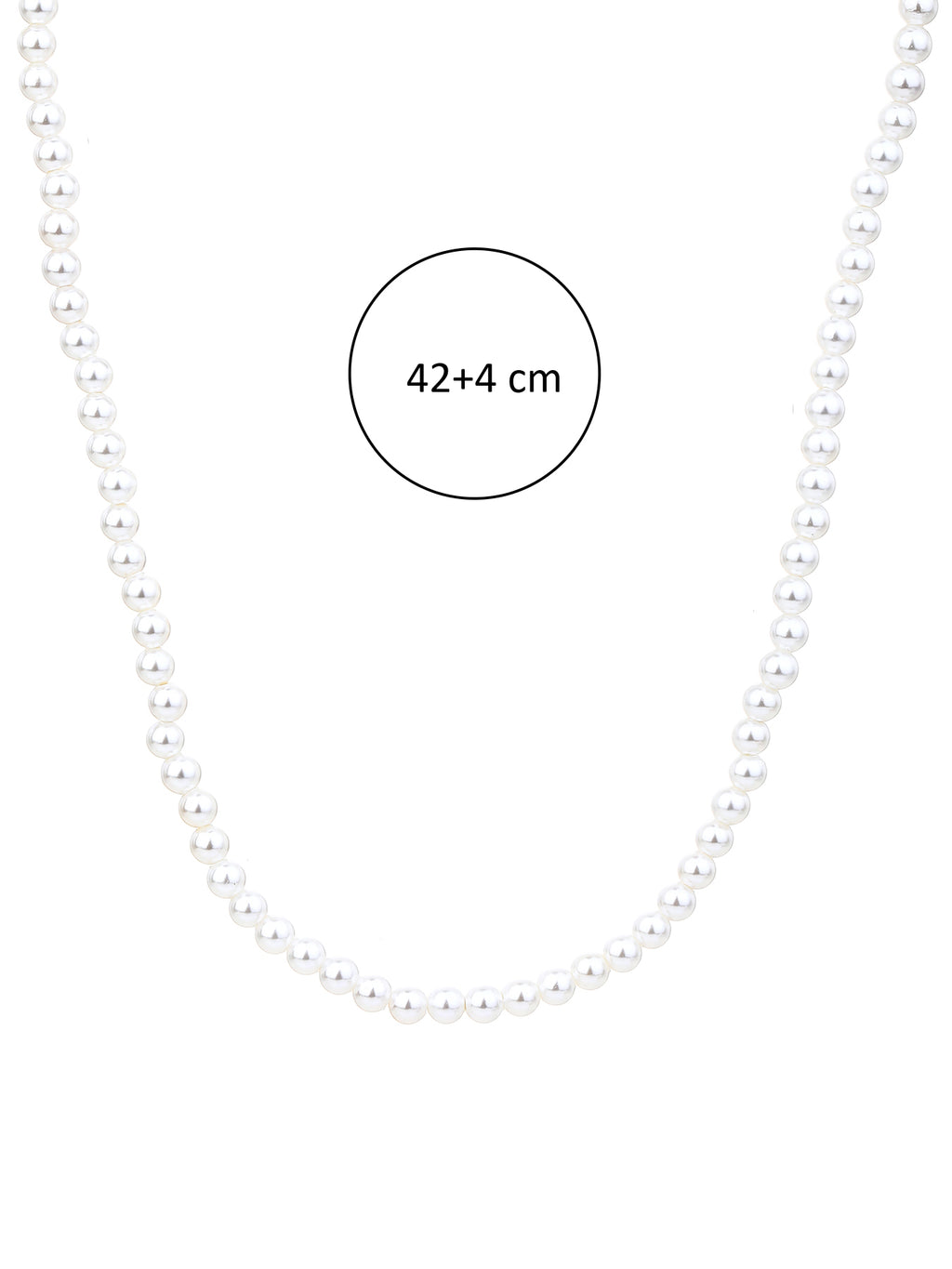 White shell pearl beads with silver clasp (42+4 cm)