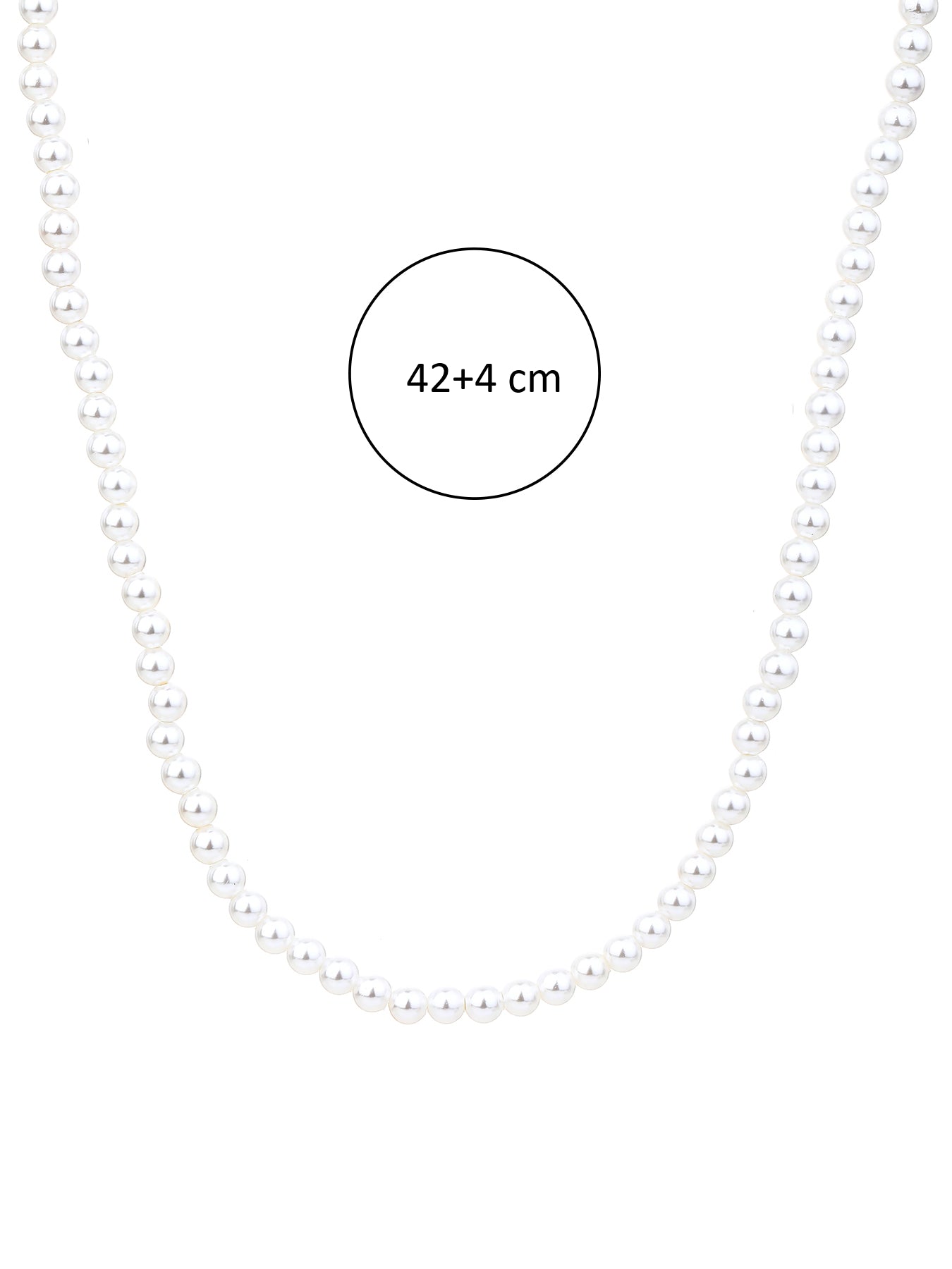 White shell pearl beads with silver clasp (42+4 cm)