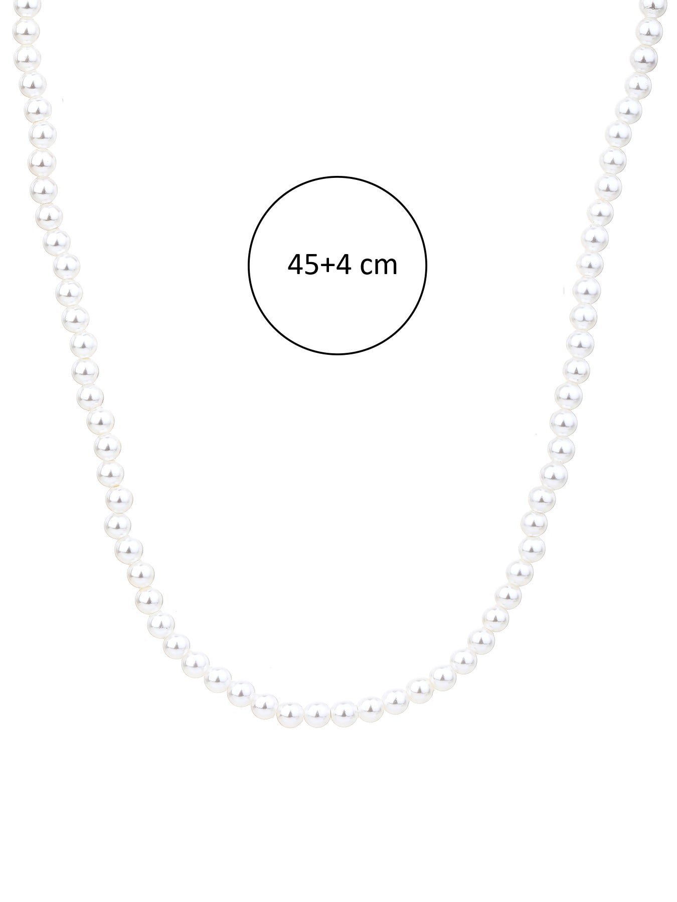 White shell pearl beads with silver clasp (45+4 cm)