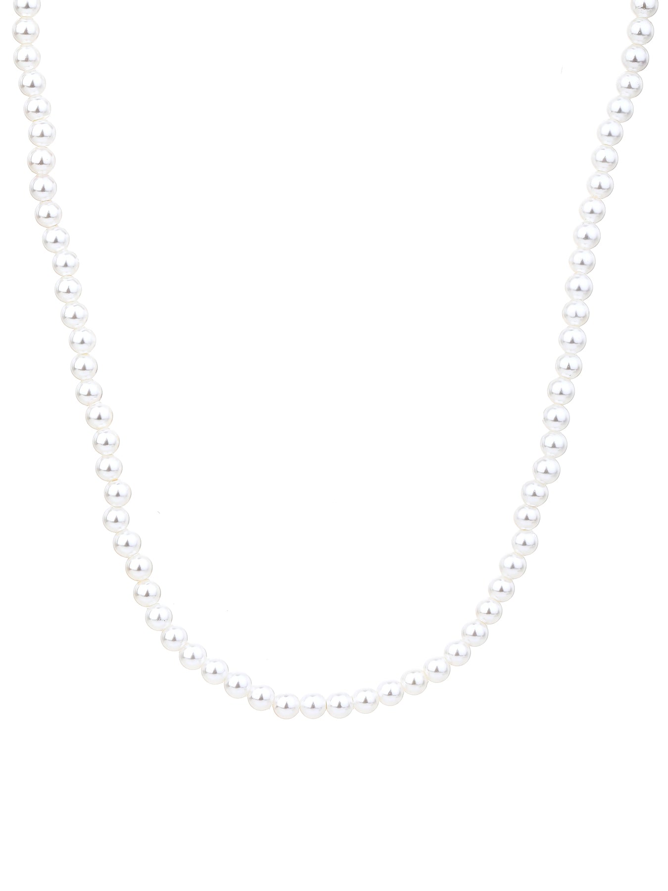 White shell pearl beads with silver clasp (45+4 cm)