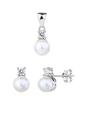 Bead set with cubic zirconia - AG 925 silver, rhodium plated (without chain)