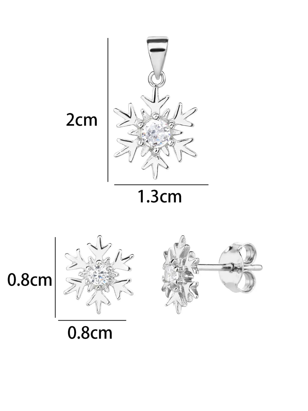 Snowflake jeweled AG 925 silver, rhodium plated (without chain)