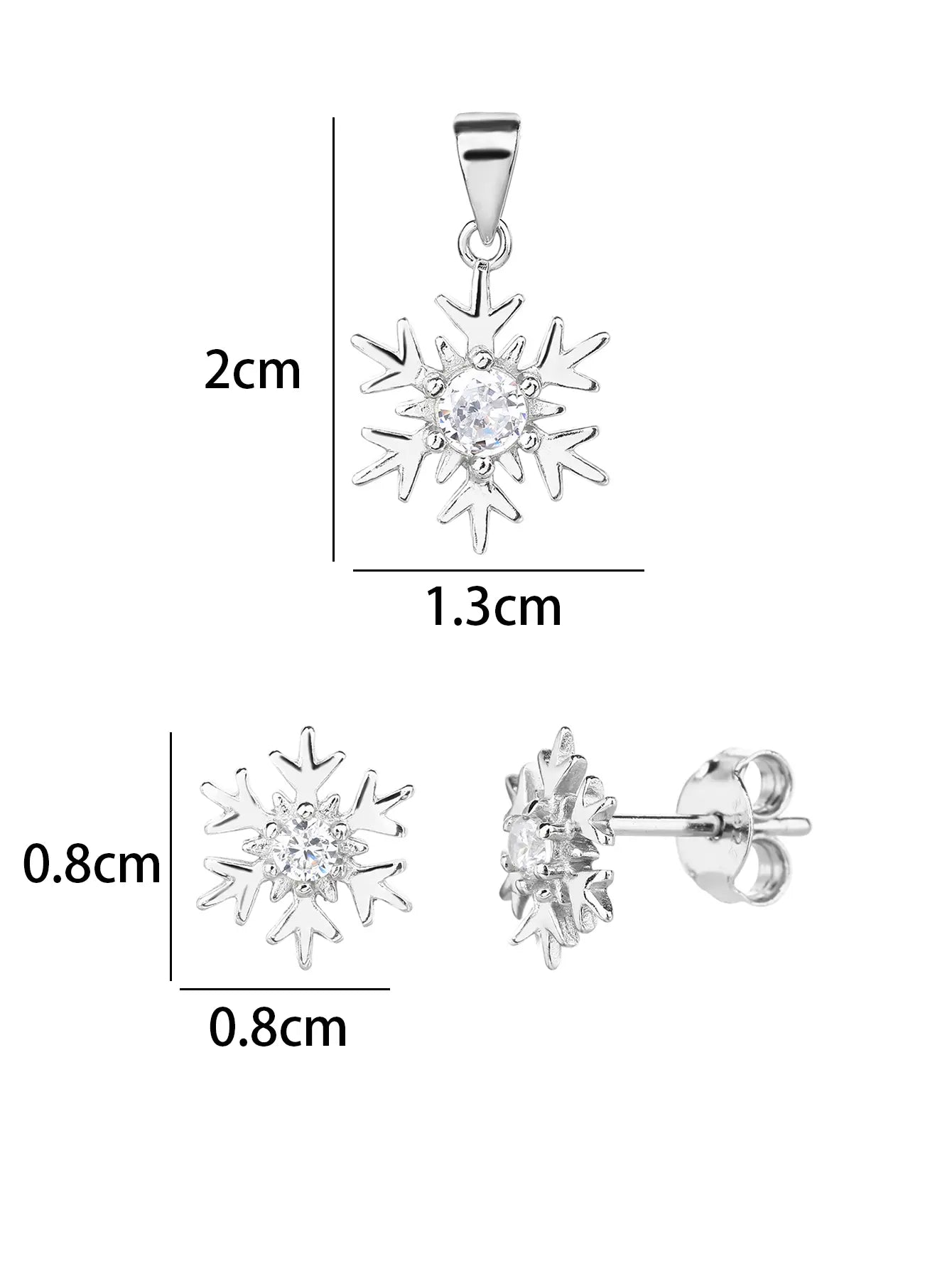 Snowflake jeweled AG 925 silver, rhodium plated (without chain)