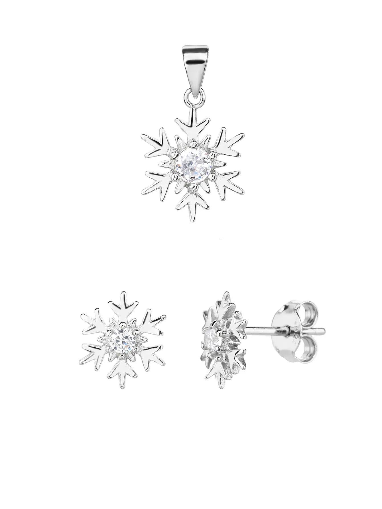 Snowflake jeweled AG 925 silver, rhodium plated (without chain)