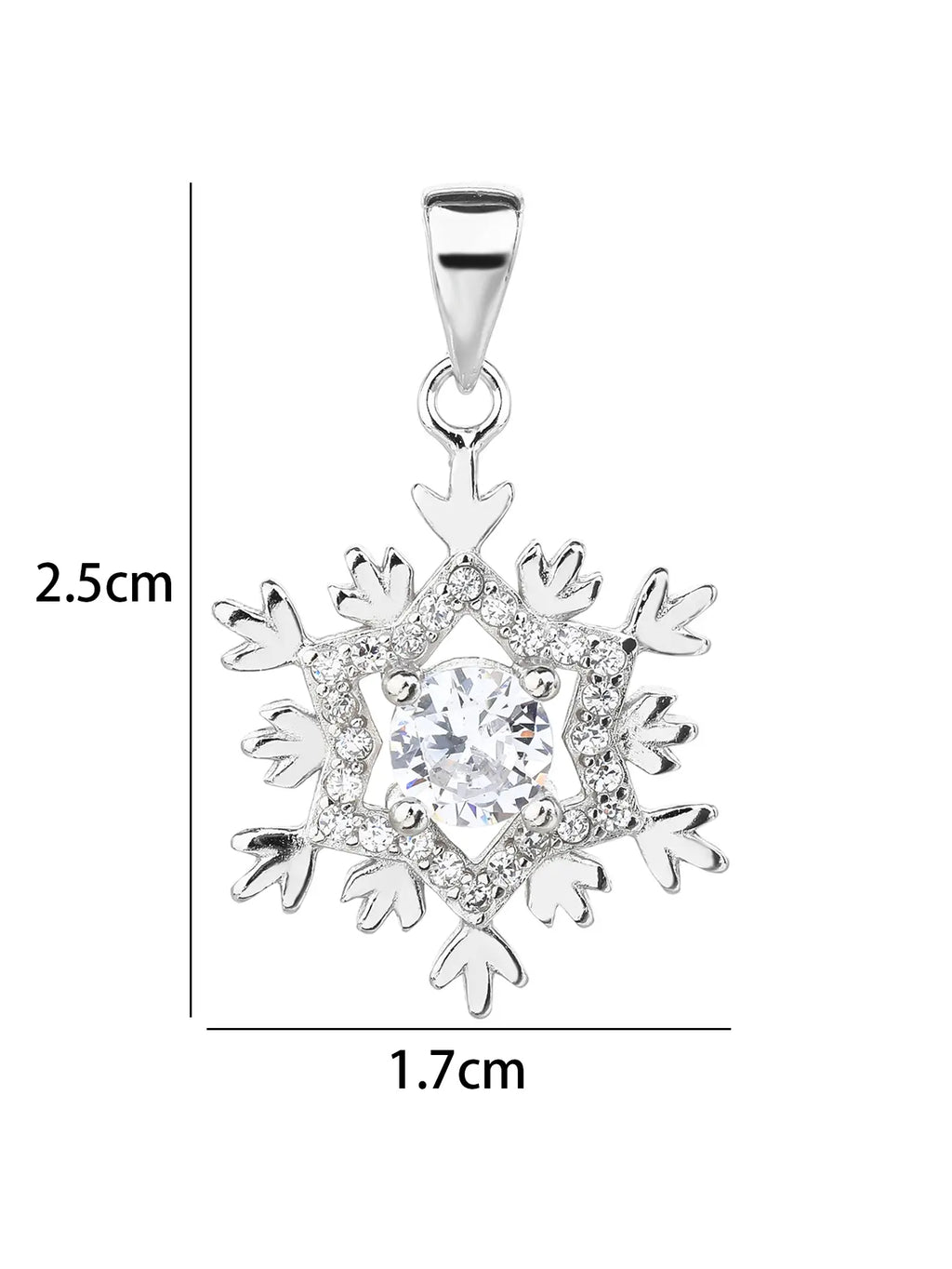 Snowflake pendant - AG 925 sterling silver, rhodium plated (without chain)