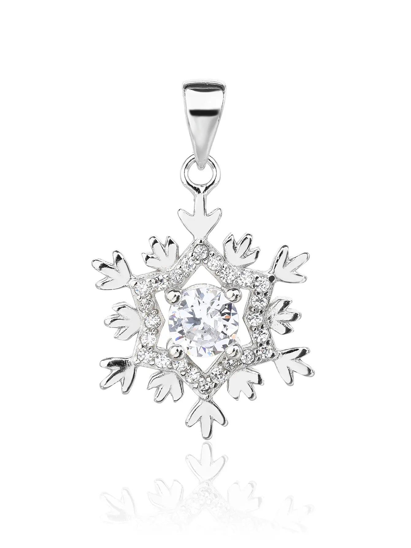 Snowflake pendant - AG 925 sterling silver, rhodium plated (without chain)
