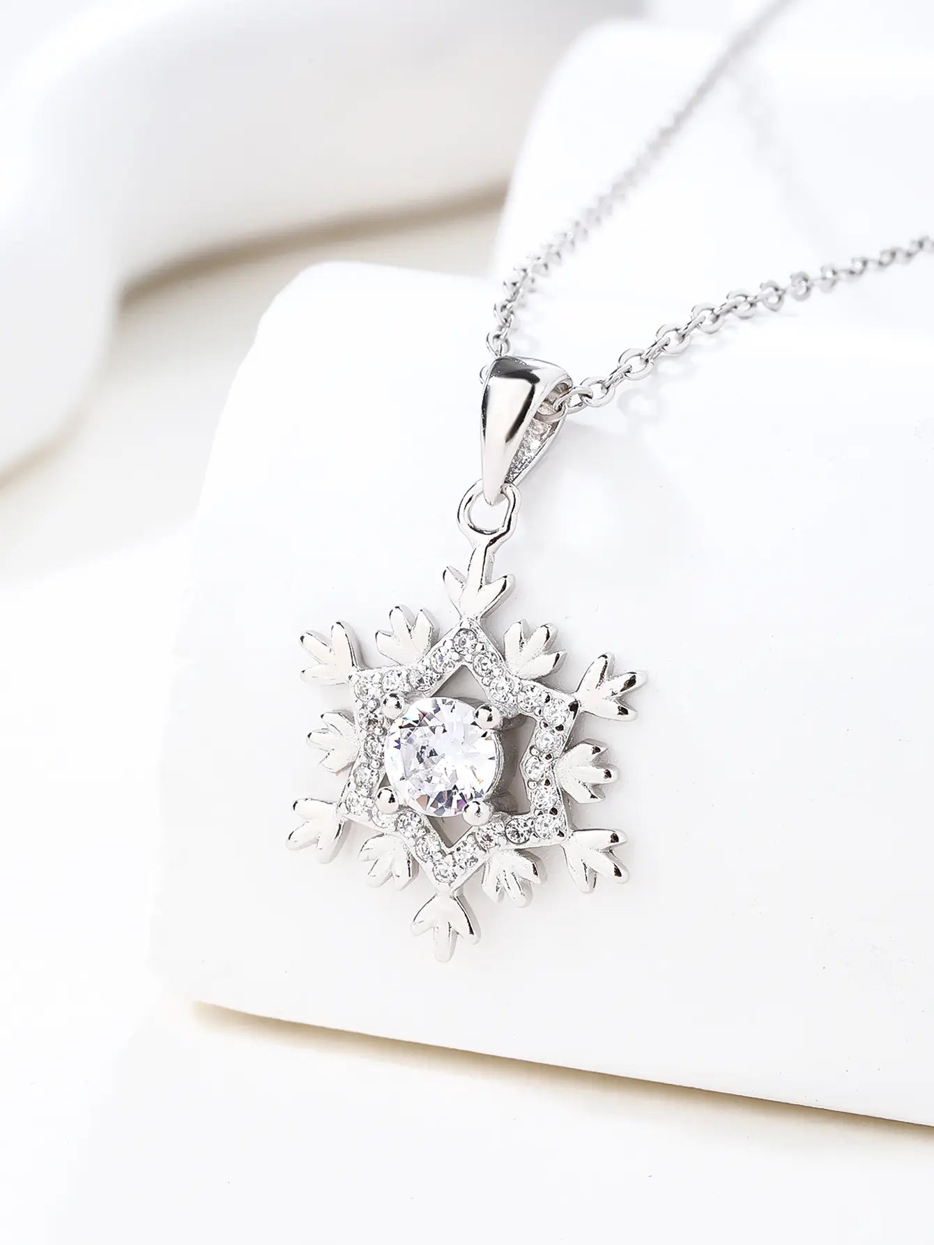 Snowflake pendant - AG 925 sterling silver, rhodium plated (without chain)