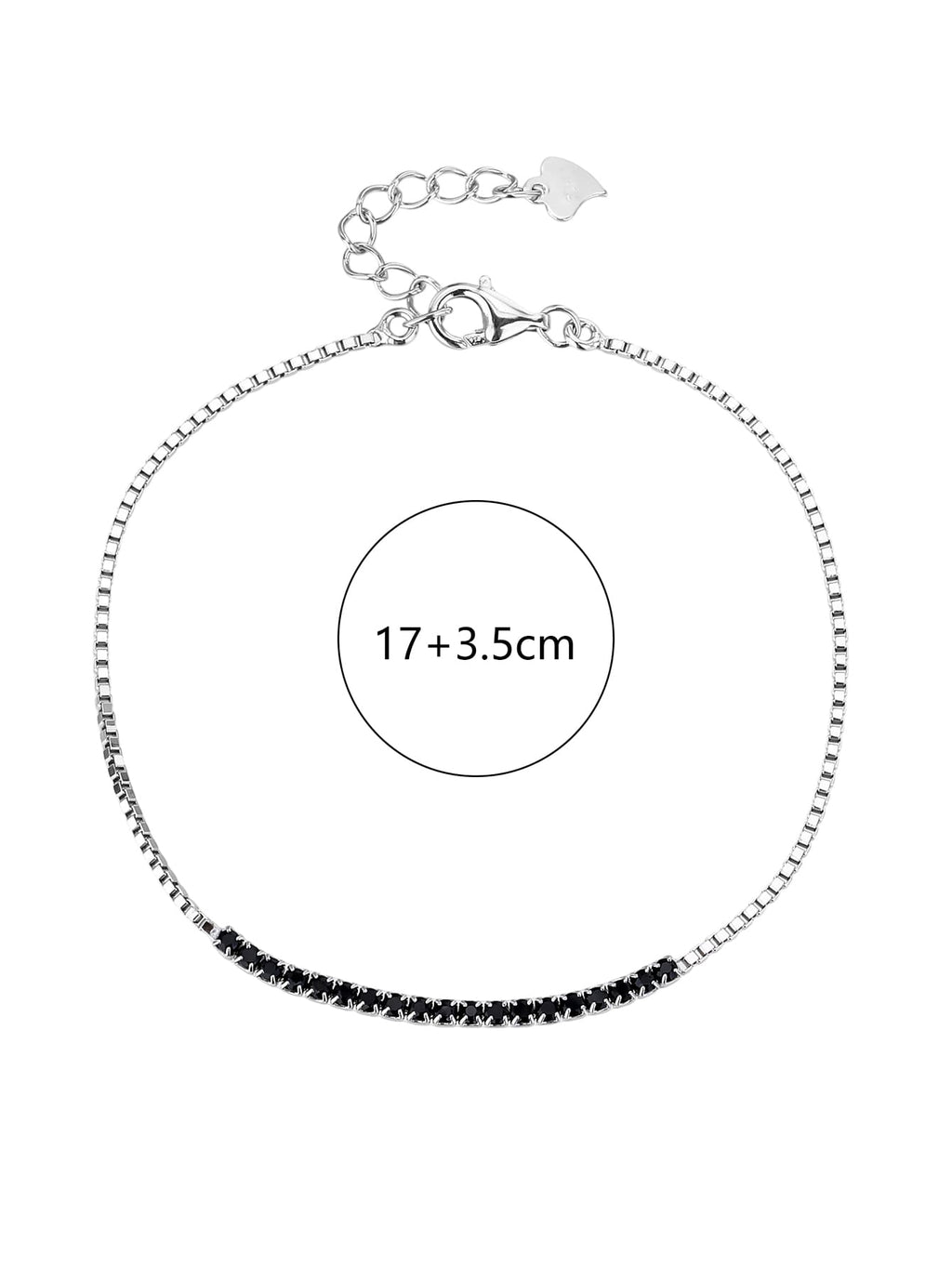 Black cubic zirconia hallmarked, rhodium-plated 925 sterling silver bracelet – dimensions – DRESCHER Jewellery®