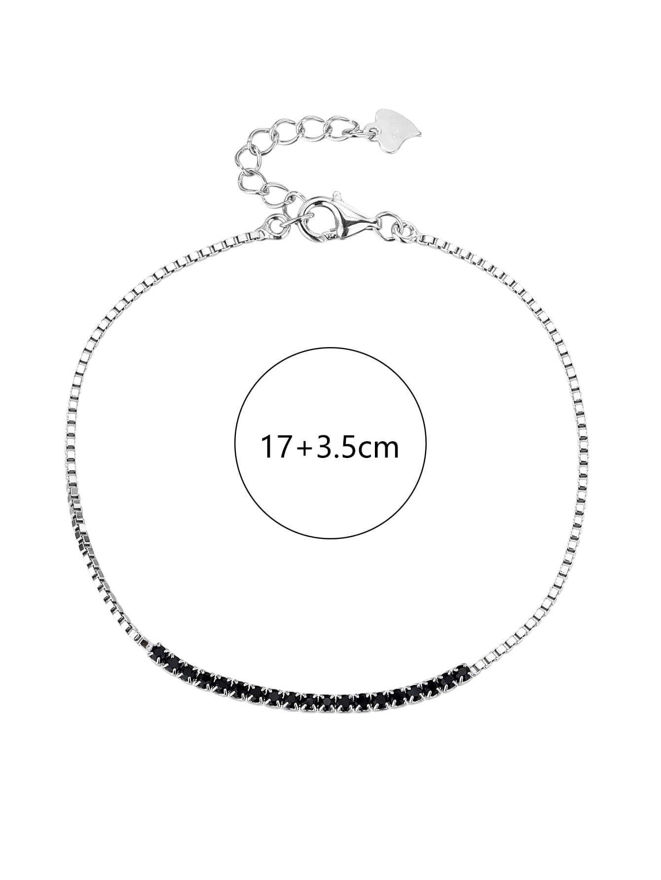 Black cubic zirconia hallmarked, rhodium-plated 925 sterling silver bracelet – dimensions – DRESCHER Jewellery®