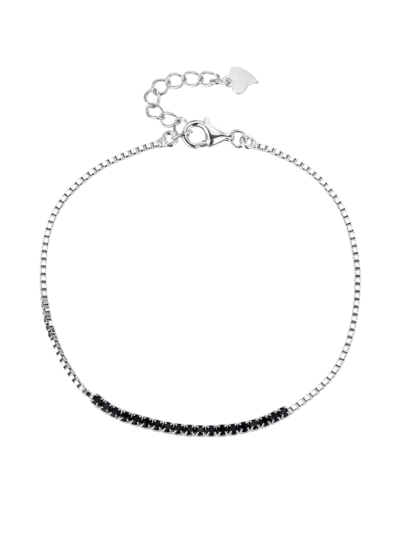 Black cubic zirconia hallmarked, rhodium-plated 925 sterling silver bracelet – front view – DRESCHER Jewellery®