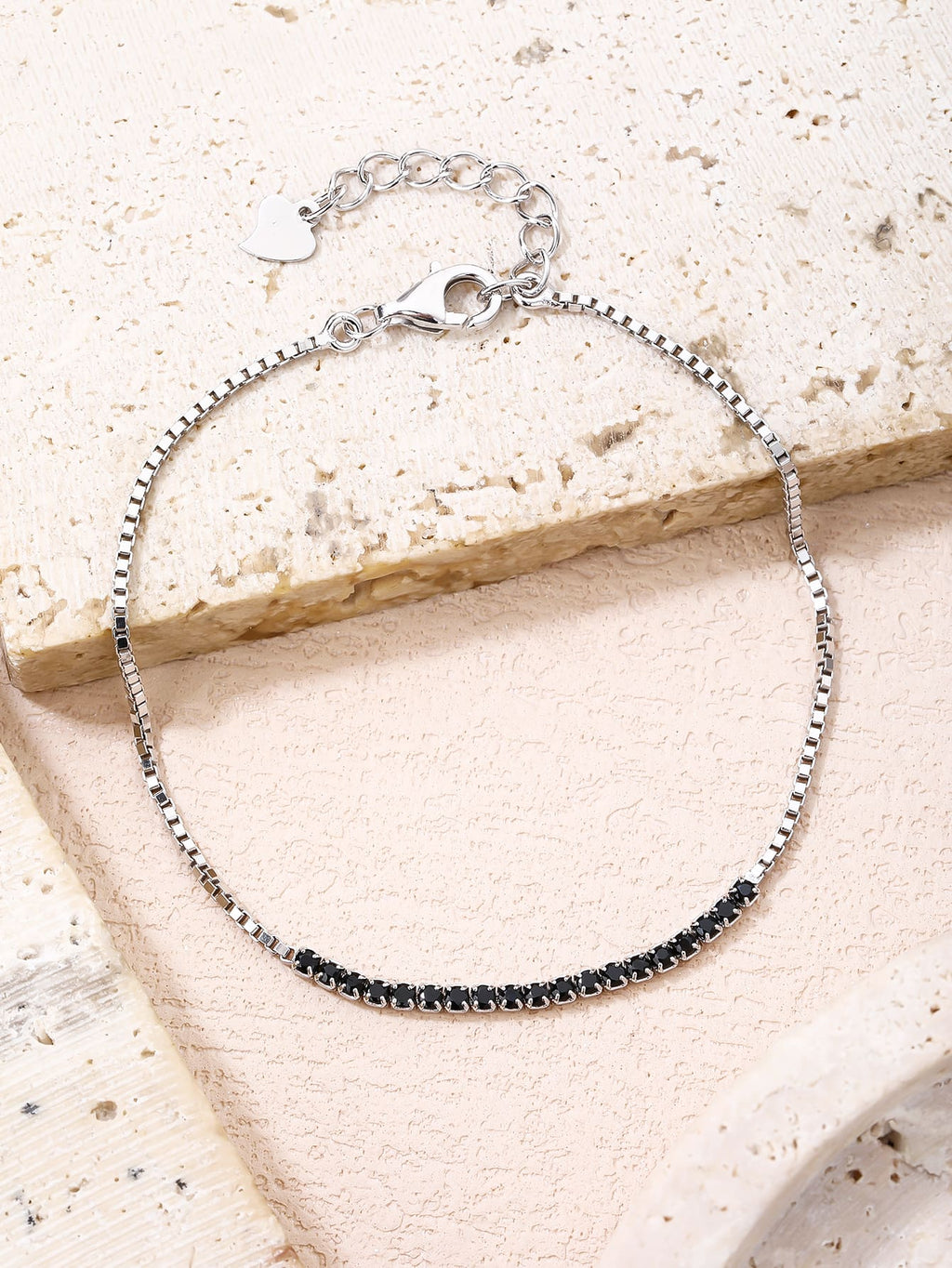 Black cubic zirconia hallmarked, rhodium-plated 925 sterling silver bracelet – lifestyle view – DRESCHER Jewellery®