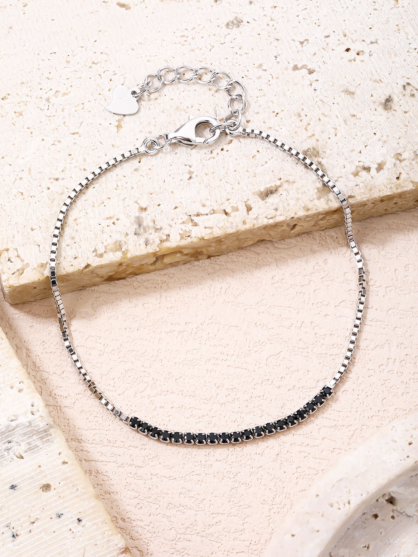 Black cubic zirconia hallmarked, rhodium-plated 925 sterling silver bracelet – lifestyle view – DRESCHER Jewellery®