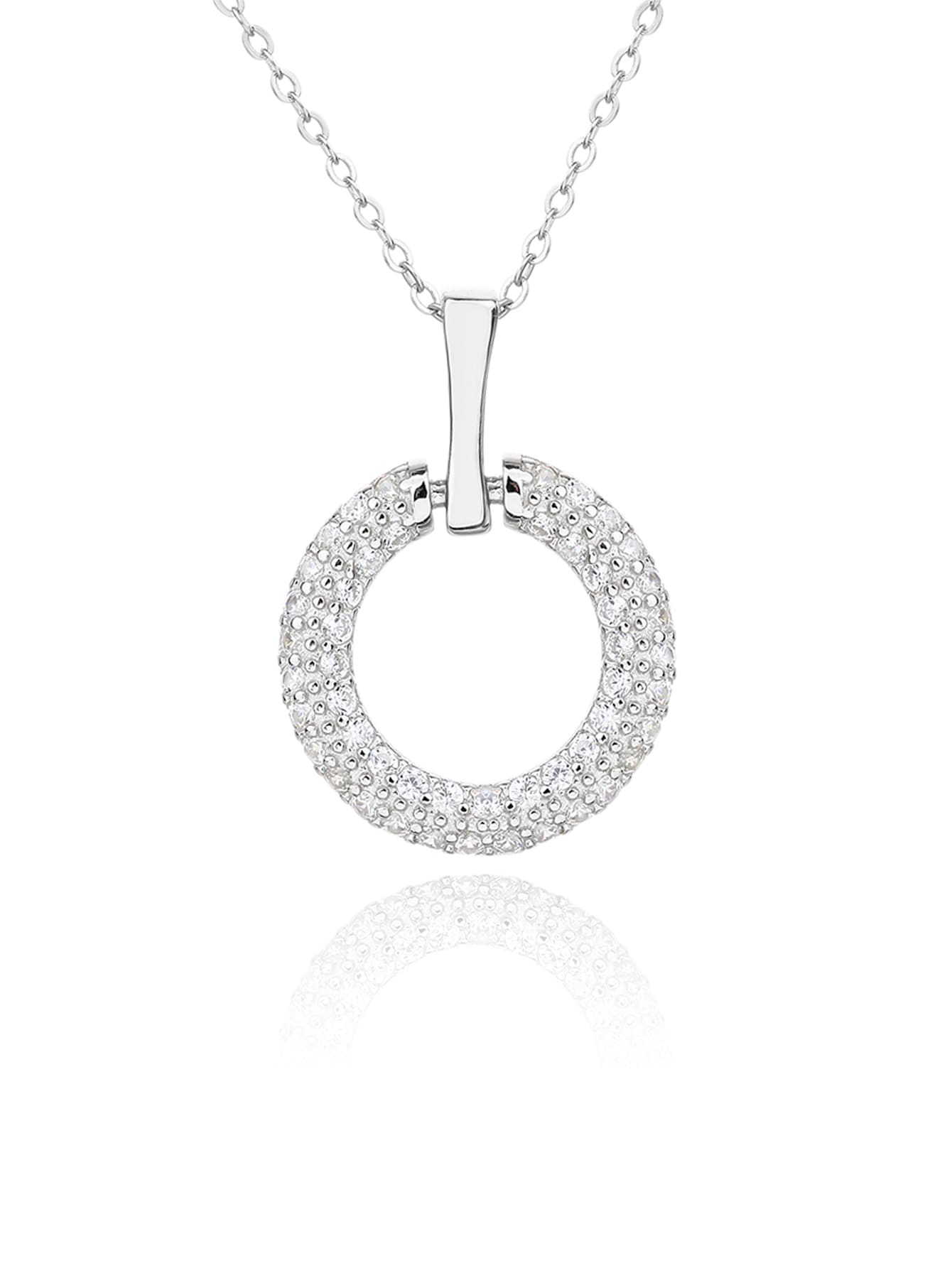 Circular cubic zirconia bezel set - sparkle every moment in hallmarked, rhodium-plated 925 sterling silver – dimensions view – DRESCHER Jewellery®