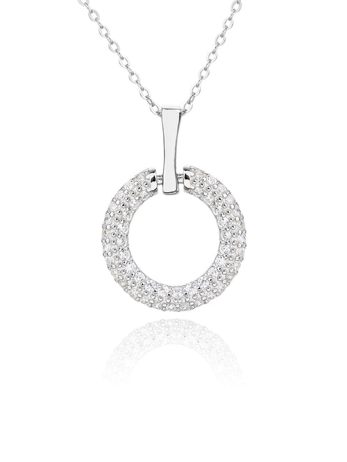 Circular cubic zirconia bezel set - sparkle every moment in hallmarked, rhodium-plated 925 sterling silver – dimensions view – DRESCHER Jewellery®