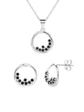 Round black stone jewel set - mystery and elegance