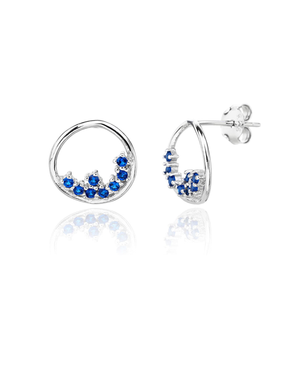 Circular blue stone jewel set - elegance and glamour in hallmarked, rhodium-plated 925 sterling silver – component view – DRESCHER Jewellery®