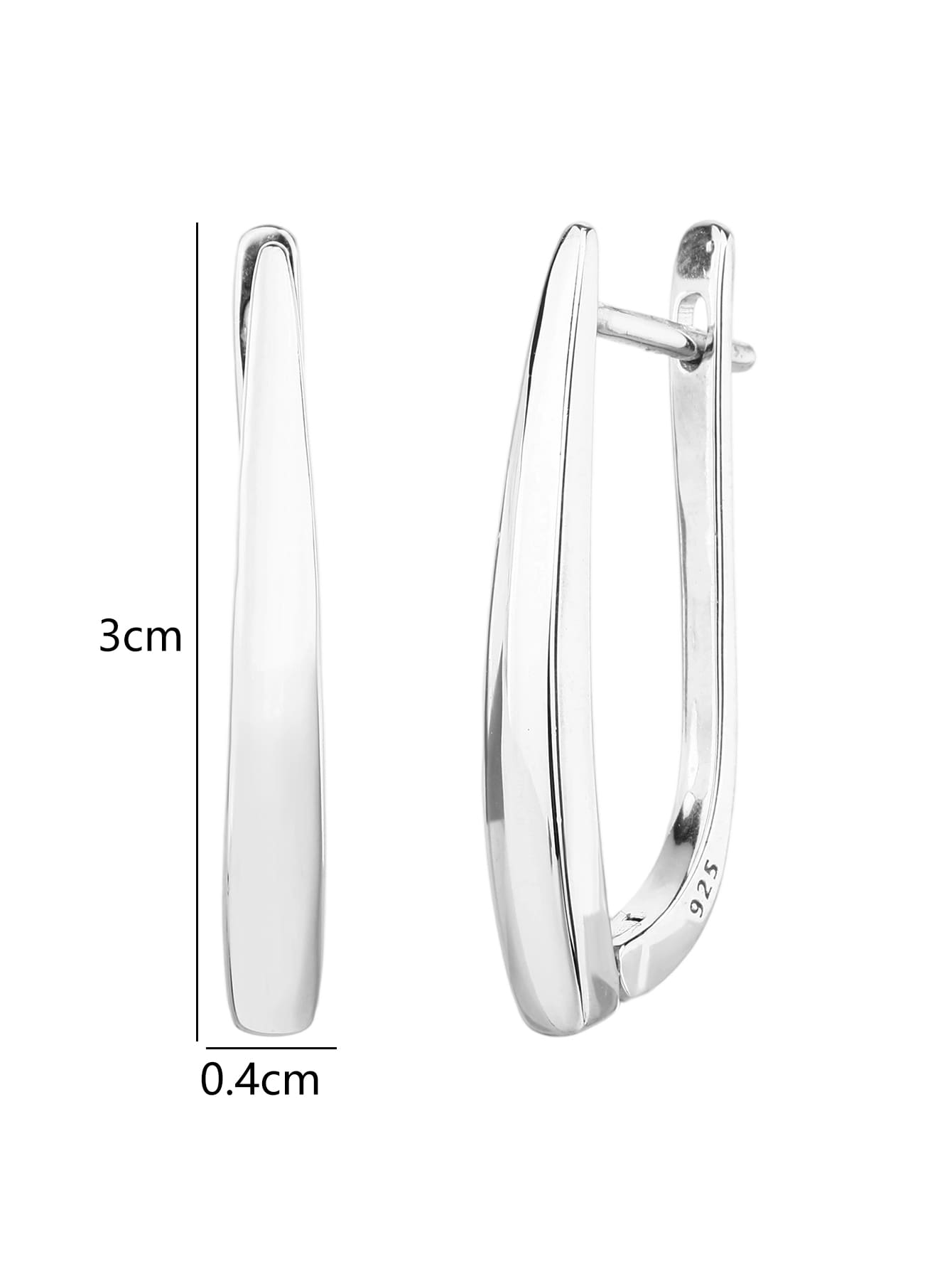 stone-free French-clasp earrings in hallmarked, rhodium-plated 925 sterling silver – dimensions – DRESCHER Jewellery®