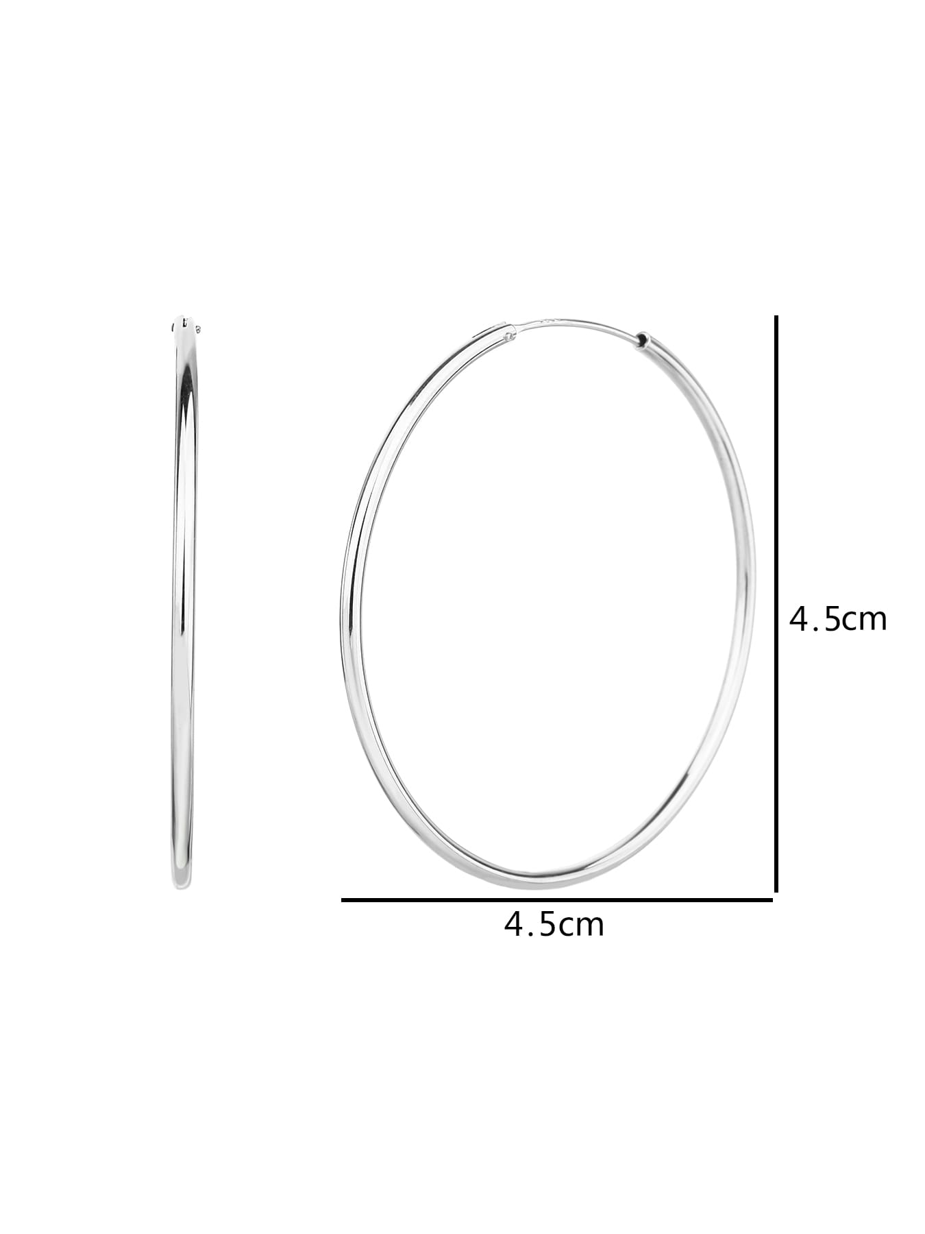 large stone-free hoop earrings in hallmarked, rhodium-plated 925 sterling silver – dimensions – DRESCHER Jewellery®