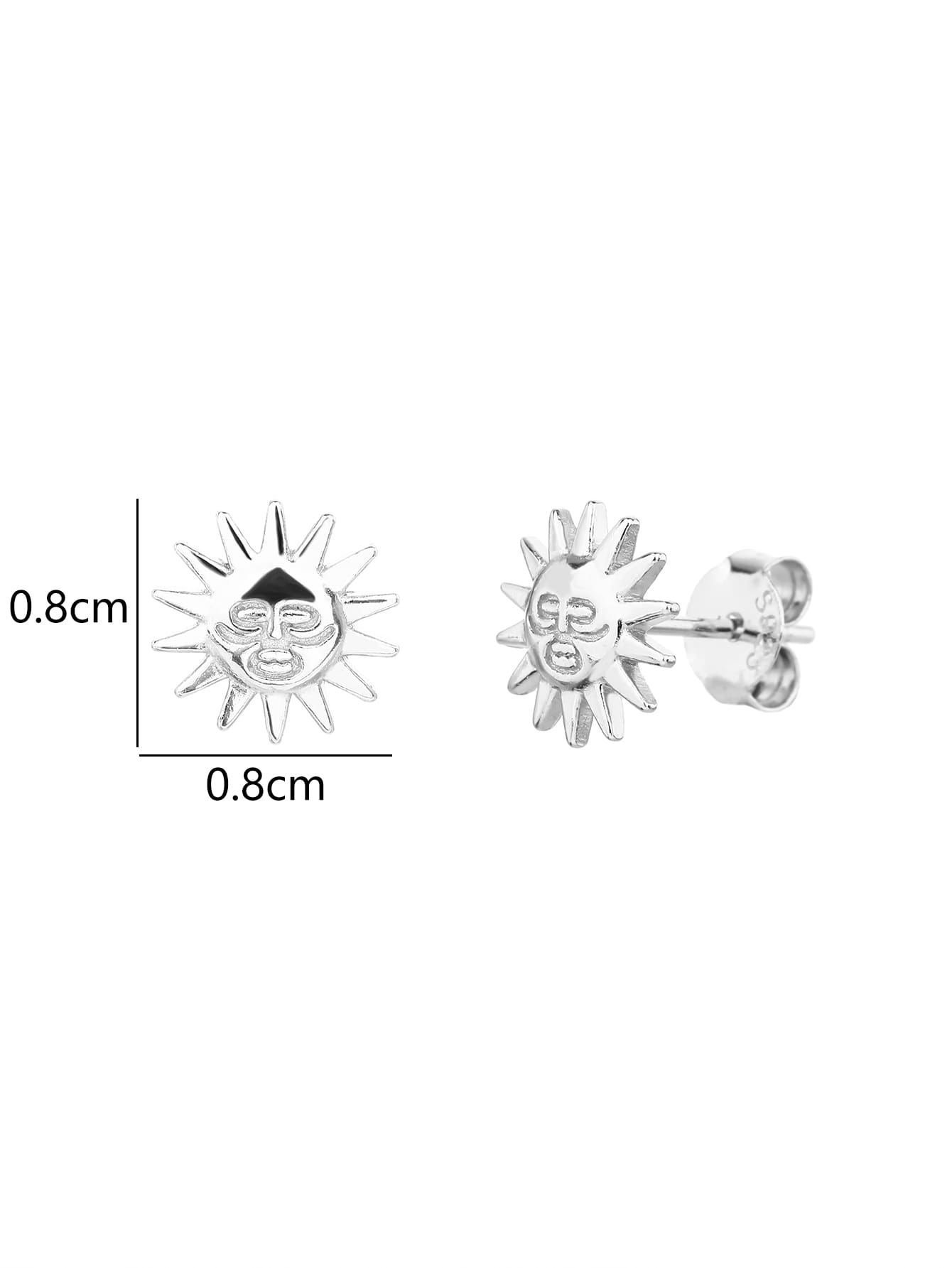 Sunflower stud earrings in hallmarked, rhodium-plated 925 sterling silver – dimensions – DRESCHER Jewellery®