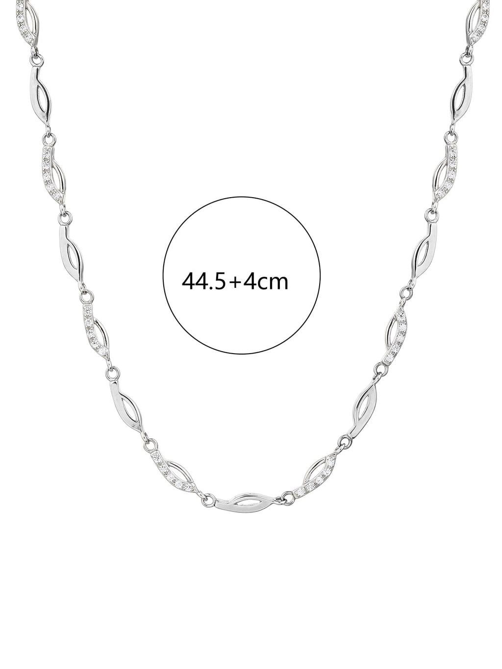 Necklace with white zirconia stones in hallmarked, rhodium-plated 925 sterling silver – detail view – DRESCHER Jewellery®