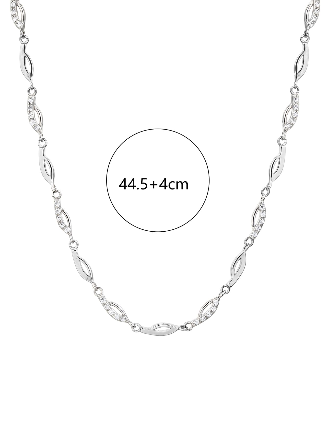 Necklace with white zirconia stones in hallmarked, rhodium-plated 925 sterling silver – detail view – DRESCHER Jewellery®