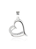 Open heart pendant with zirconia - AG 925 sterling silver, rhodium plated (without chain)