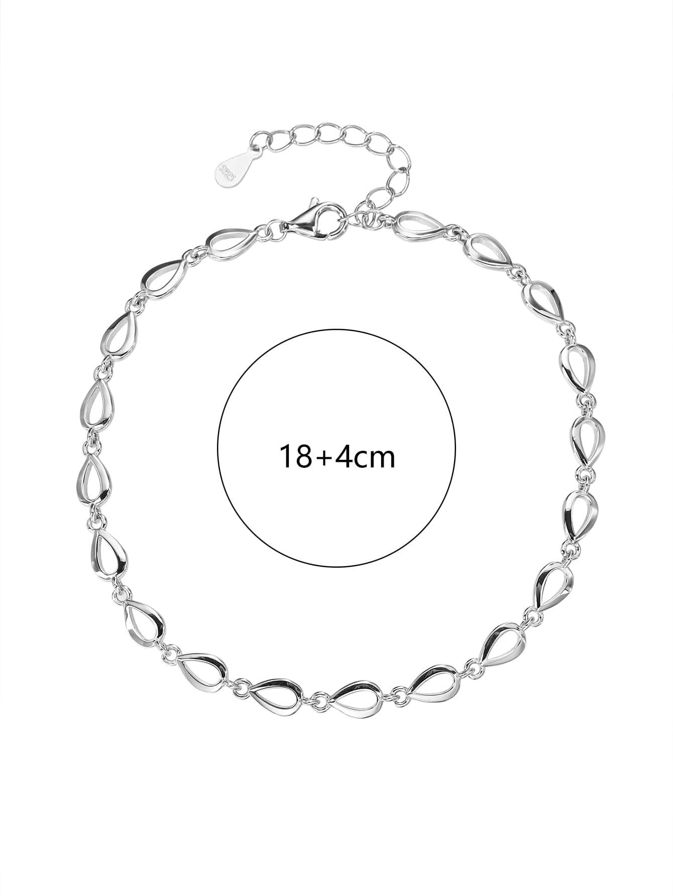 Drop pattern bracelet - 17+4 cm in hallmarked, rhodium-plated 925 sterling silver – worn view – DRESCHER Jewellery®