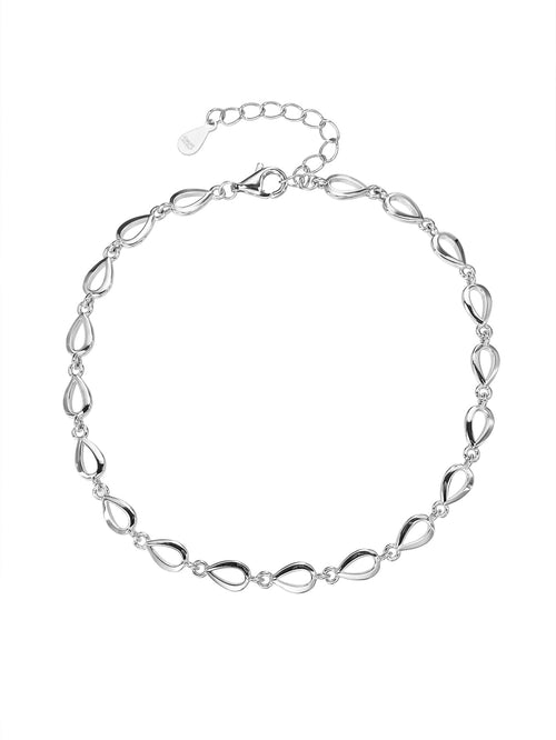 Drop pattern bracelet - 17+4 cm in hallmarked, rhodium-plated 925 sterling silver – alternate front view – DRESCHER Jewellery®