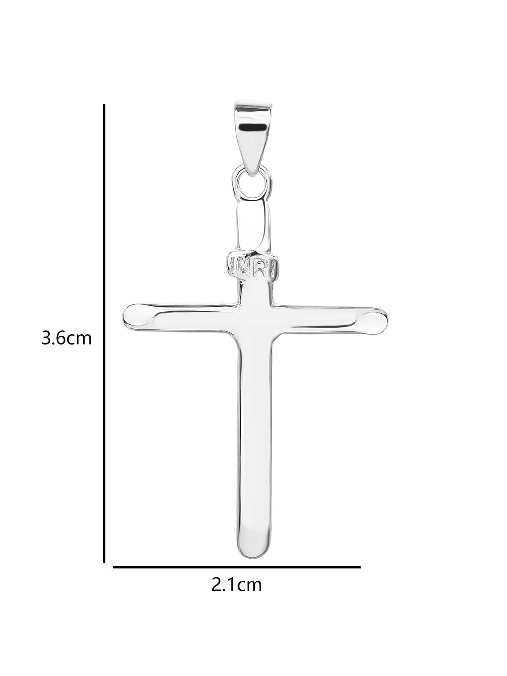 cross pendant with "INRI" inscription in hallmarked, rhodium-plated 925 sterling silver – lifestyle view – DRESCHER Jewellery®