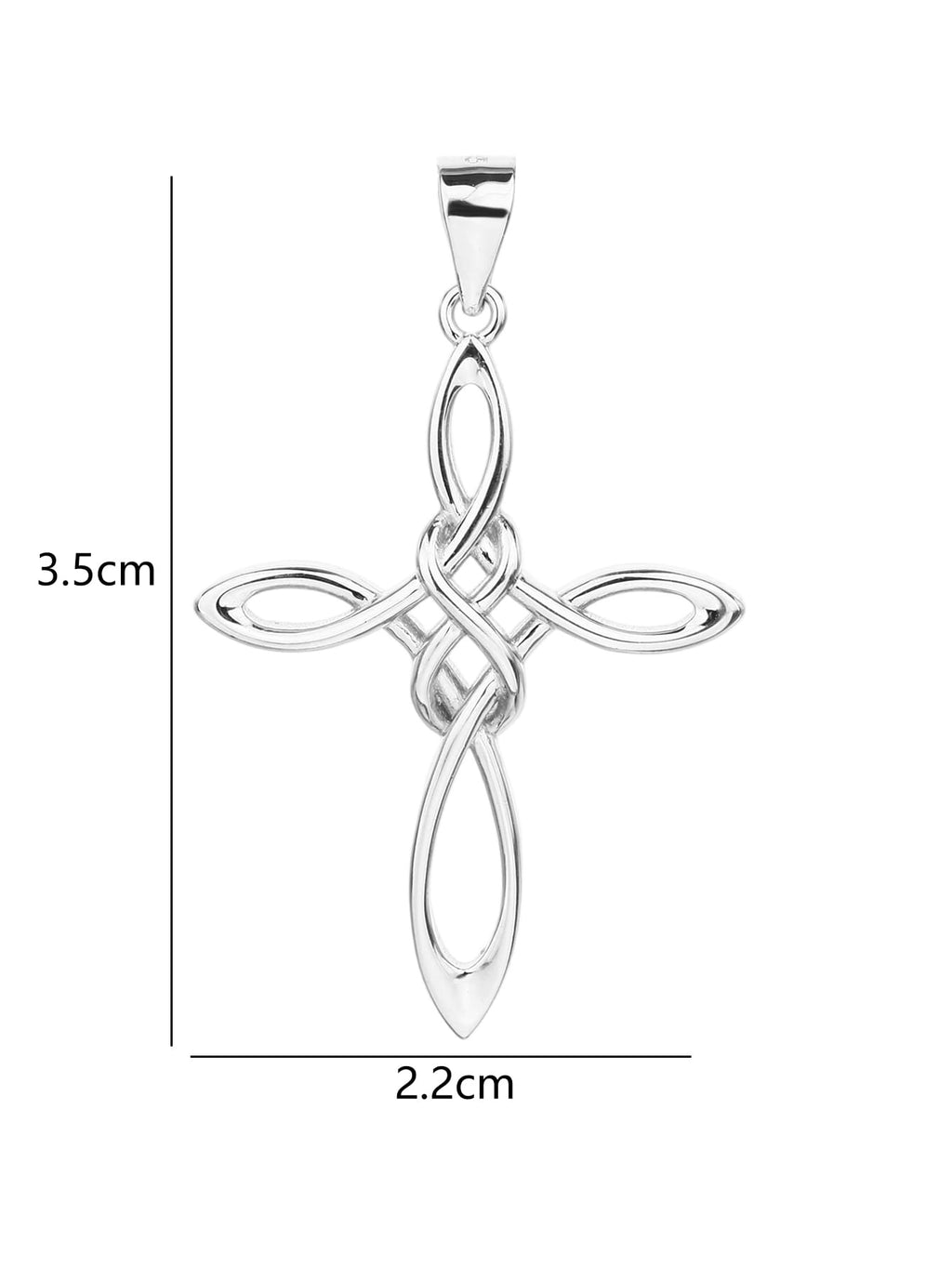 Celtic cross pendant in hallmarked, rhodium-plated 925 sterling silver – display view – DRESCHER Jewellery®