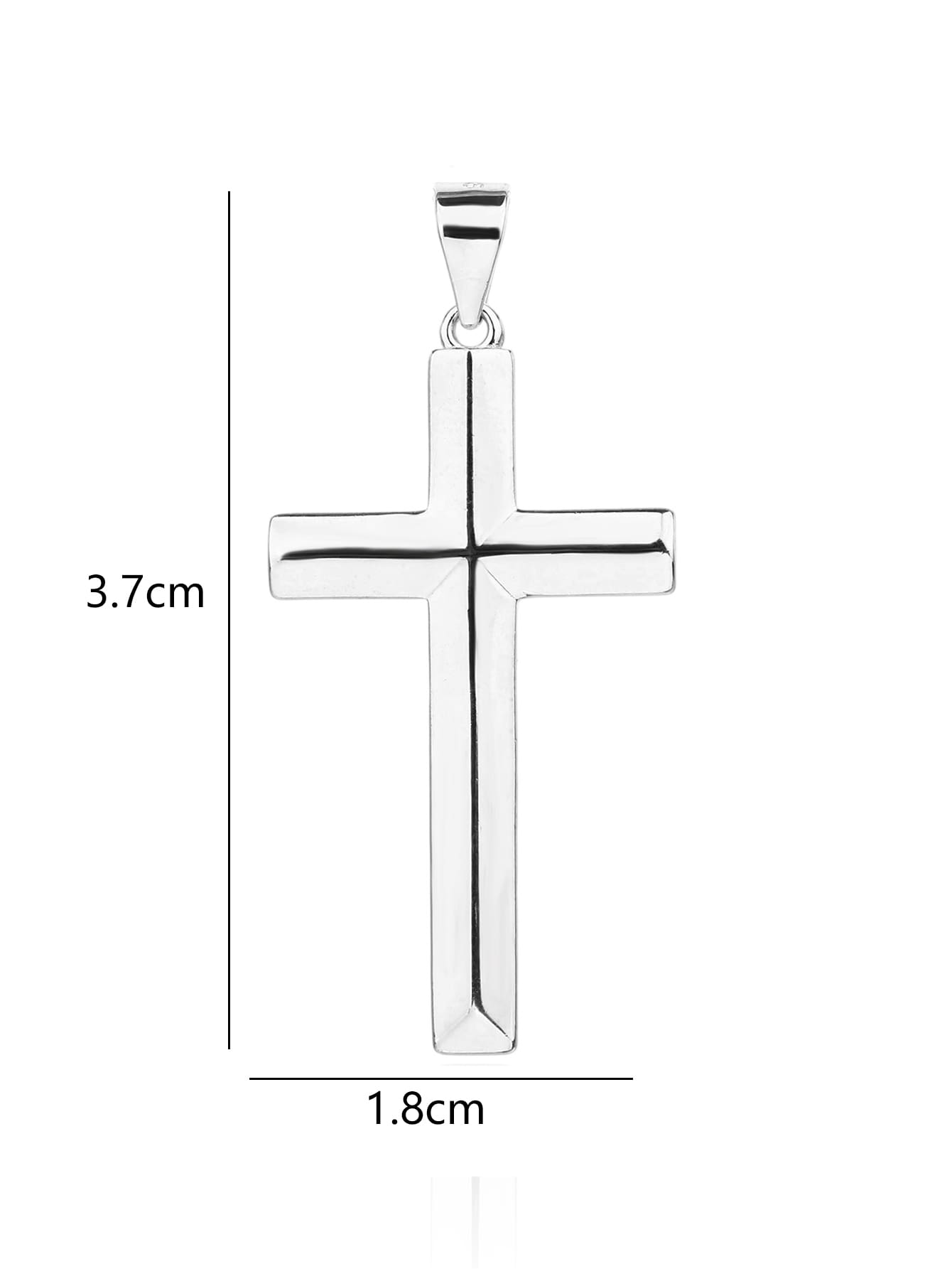 cross pendant in hallmarked, rhodium-plated 925 sterling silver – dimensions view – DRESCHER Jewellery®