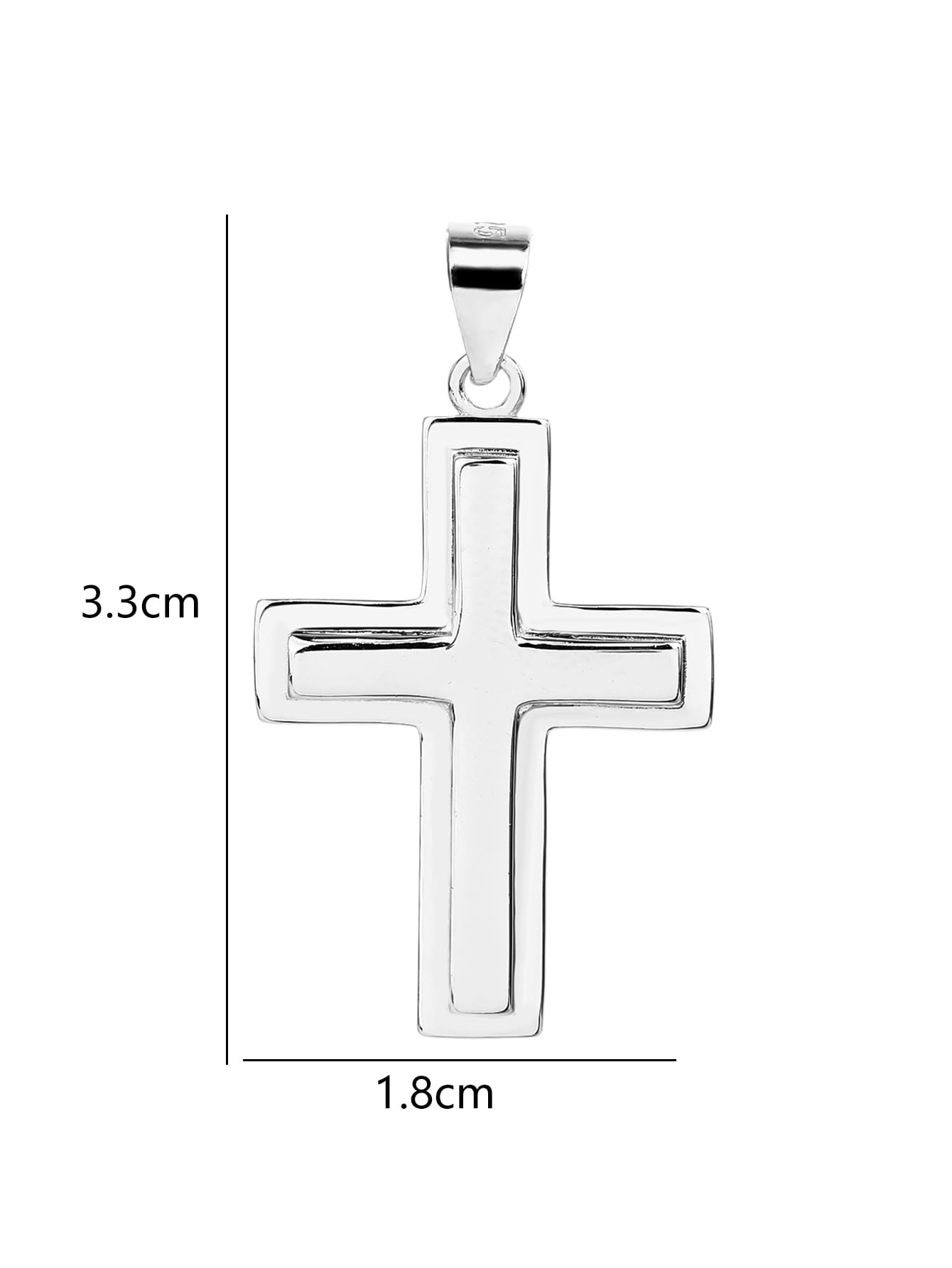 cross pendant with frame in hallmarked, rhodium-plated 925 sterling silver – display view – DRESCHER Jewellery®