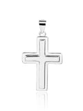 Rhodium plated cross pendant with frame