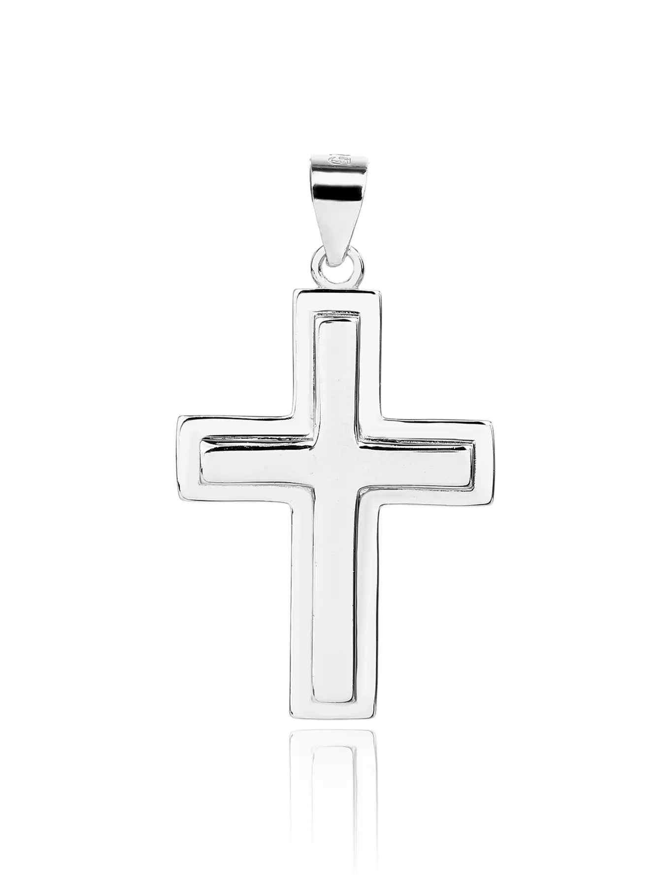 Rhodium plated cross pendant with frame