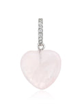 Rose Quartz Heart Pendant - AG 925 sterling silver, rhodium plated, cubic zirconia (without chain)