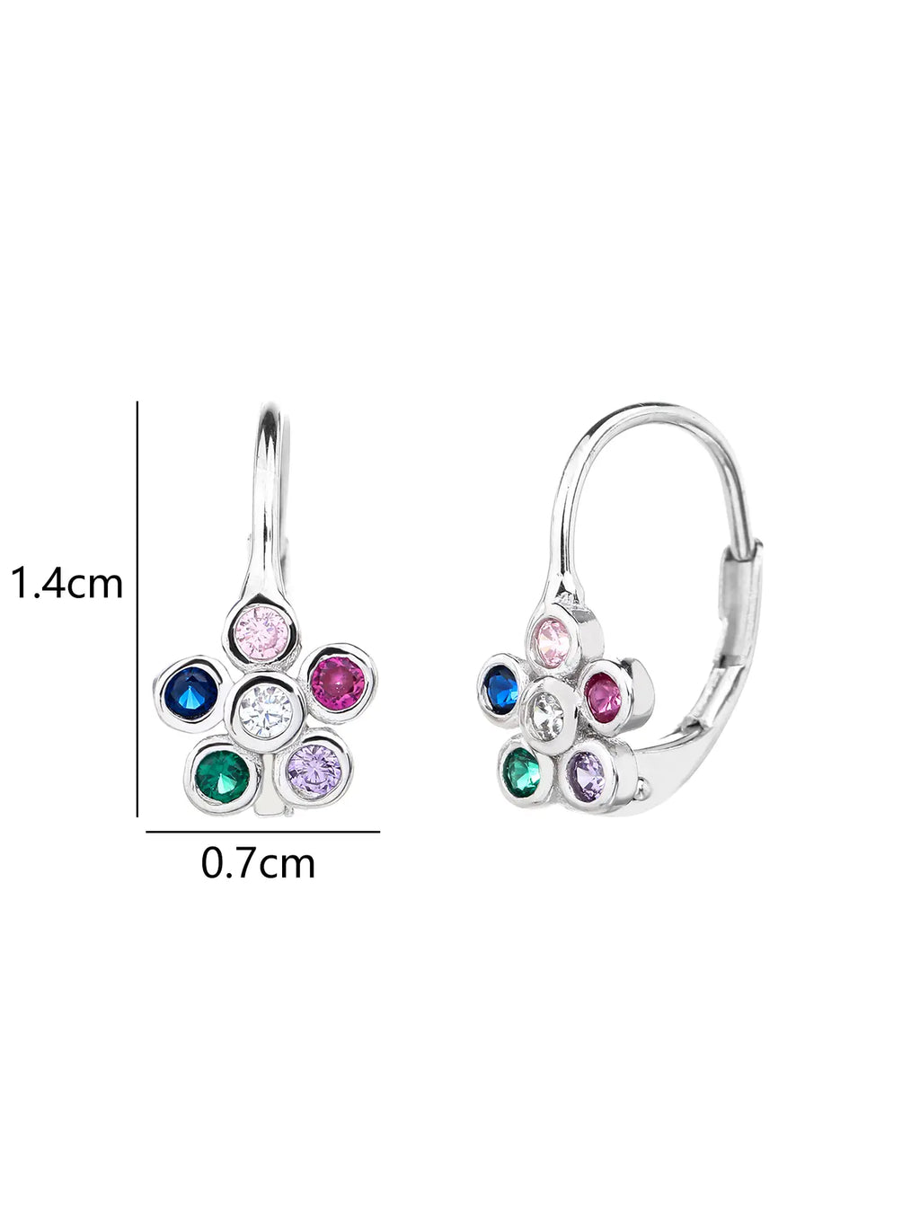 Colourful silver flower earrings
