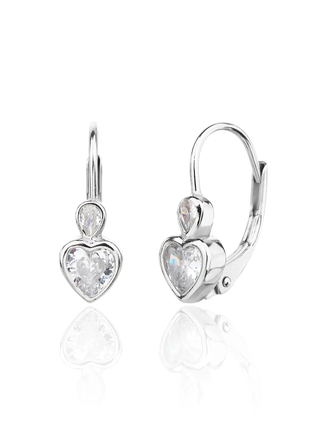 Heart shaped zirconia stone children's earrings