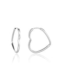 Heart shaped hoop earrings - AG 925 sterling silver, rhodium plated