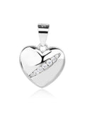 Heart pendant with zirconia - AG 925 sterling silver, rhodium plated (without chain)