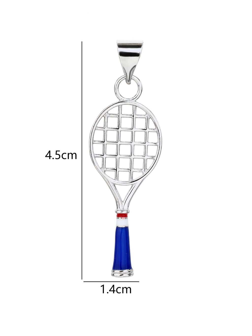 Tennis racket pendant in hallmarked, rhodium-plated 925 sterling silver – lifestyle view – DRESCHER Jewellery®