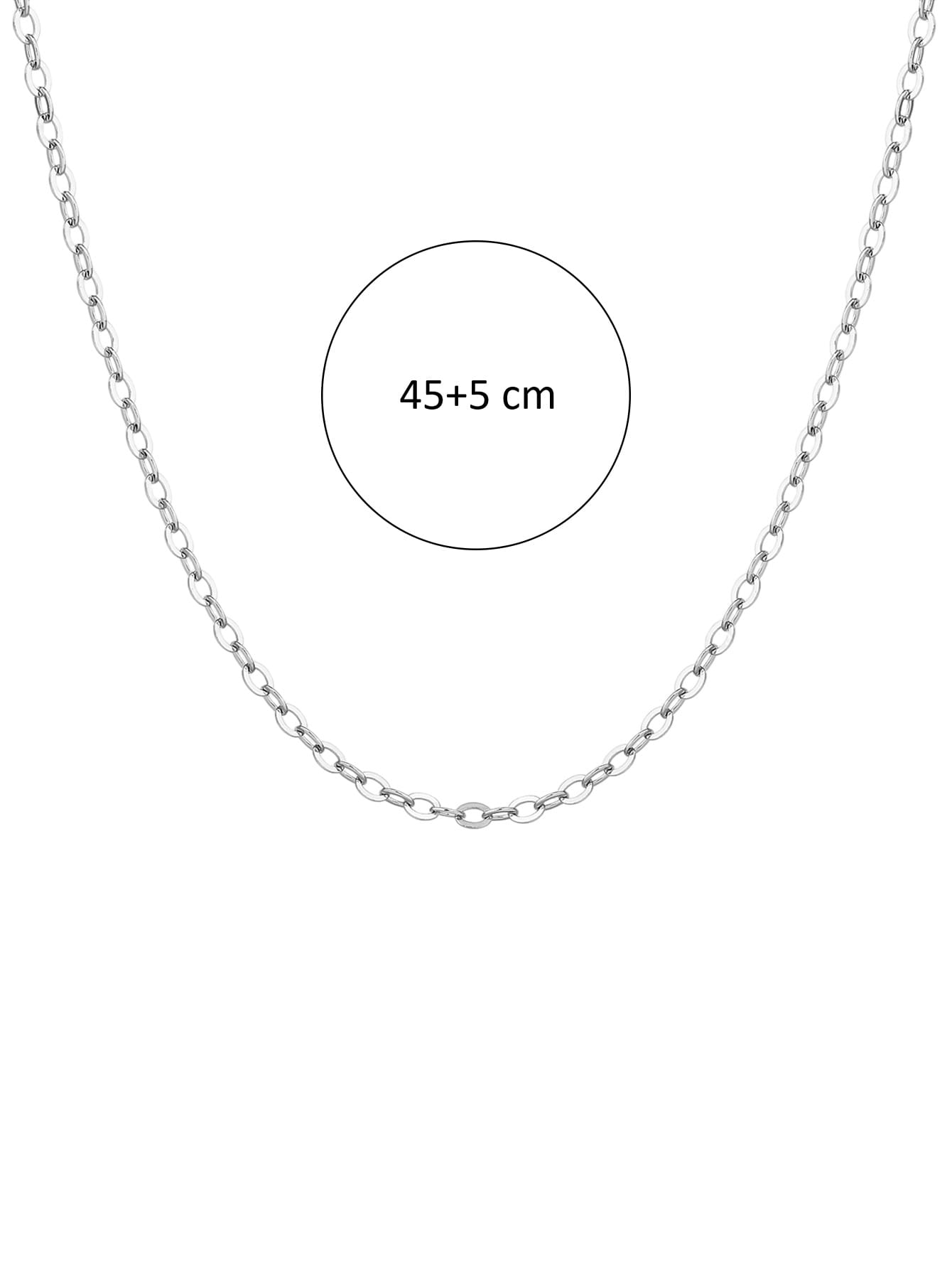 Thin hallmarked, rhodium-plated 925 sterling silver anchor chain necklace – dimensions – DRESCHER Jewellery®