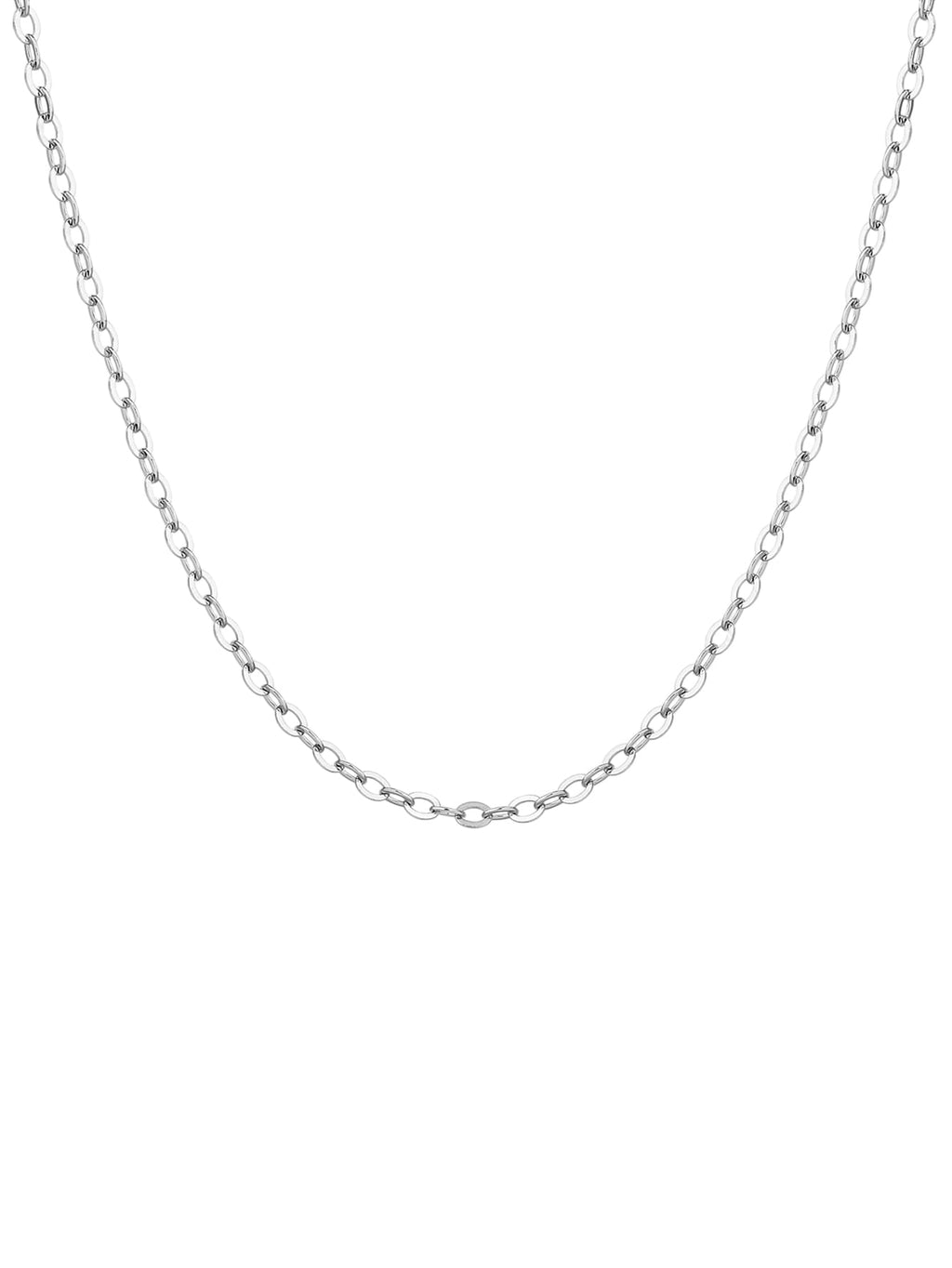Thin hallmarked, rhodium-plated 925 sterling silver anchor chain necklace – full view – DRESCHER Jewellery®