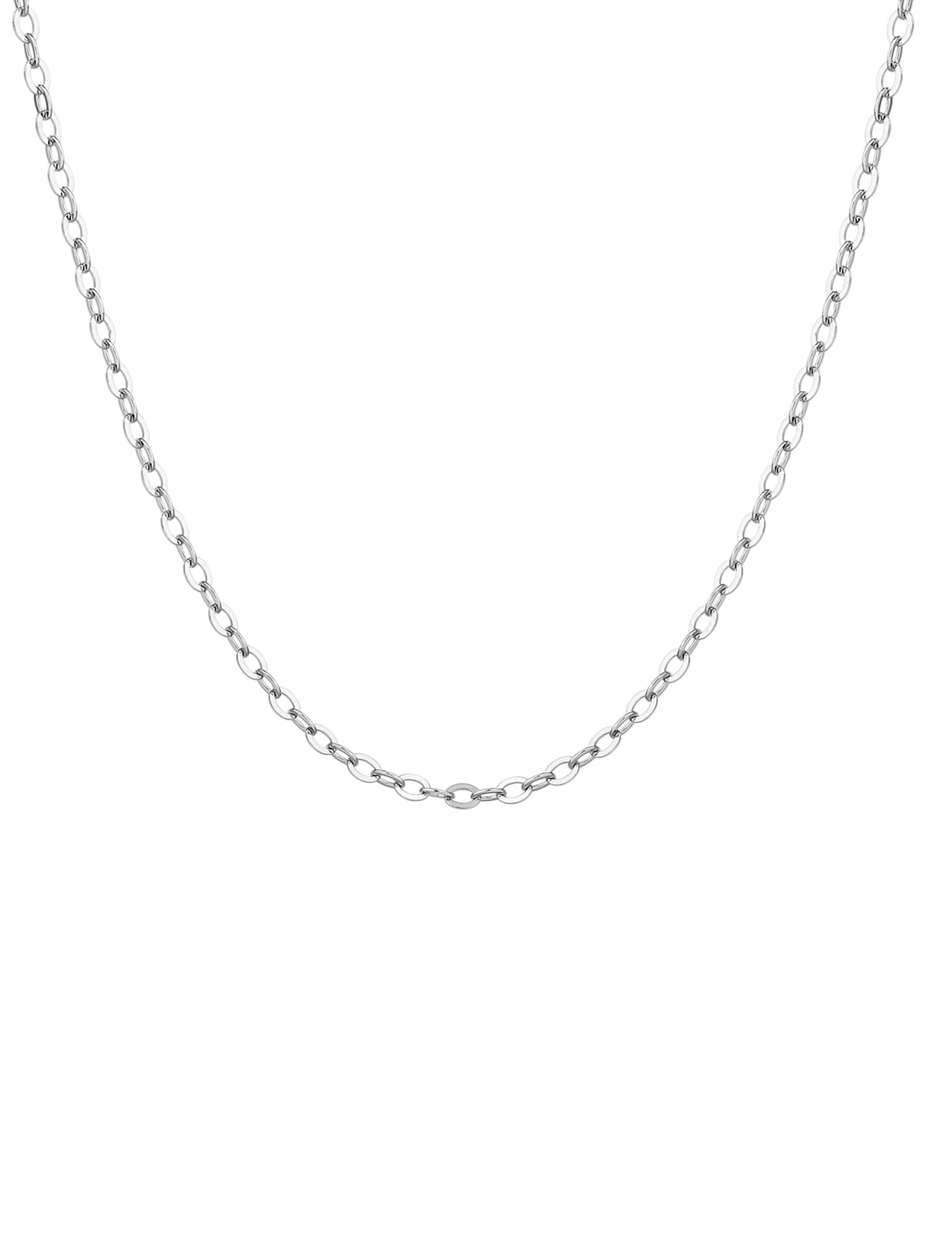 Thin hallmarked, rhodium-plated 925 sterling silver anchor chain necklace – full view – DRESCHER Jewellery®