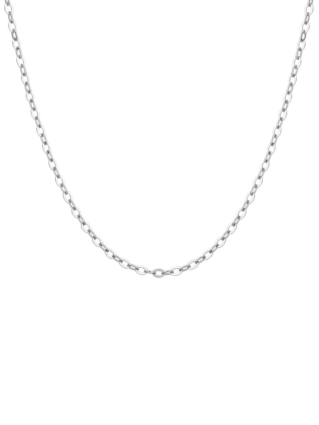 Thin hallmarked, rhodium-plated 925 sterling silver anchor chain necklace – full view – DRESCHER Jewellery®